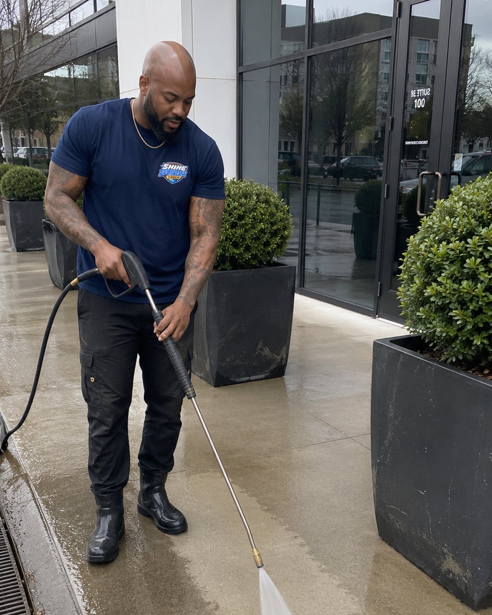 Office building walkway pressure washing in Atlanta GA