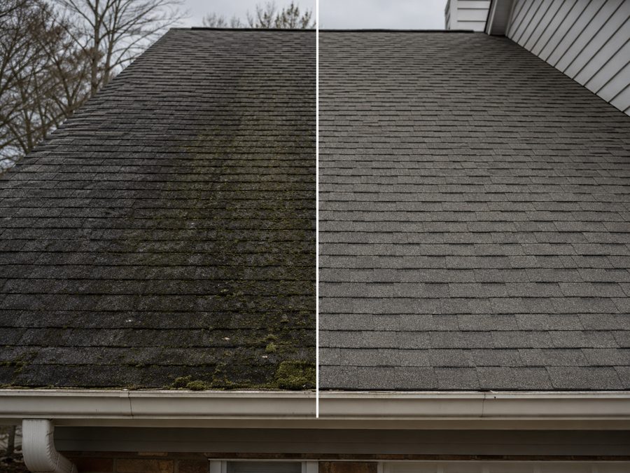 Roof before and after, Marietta GA